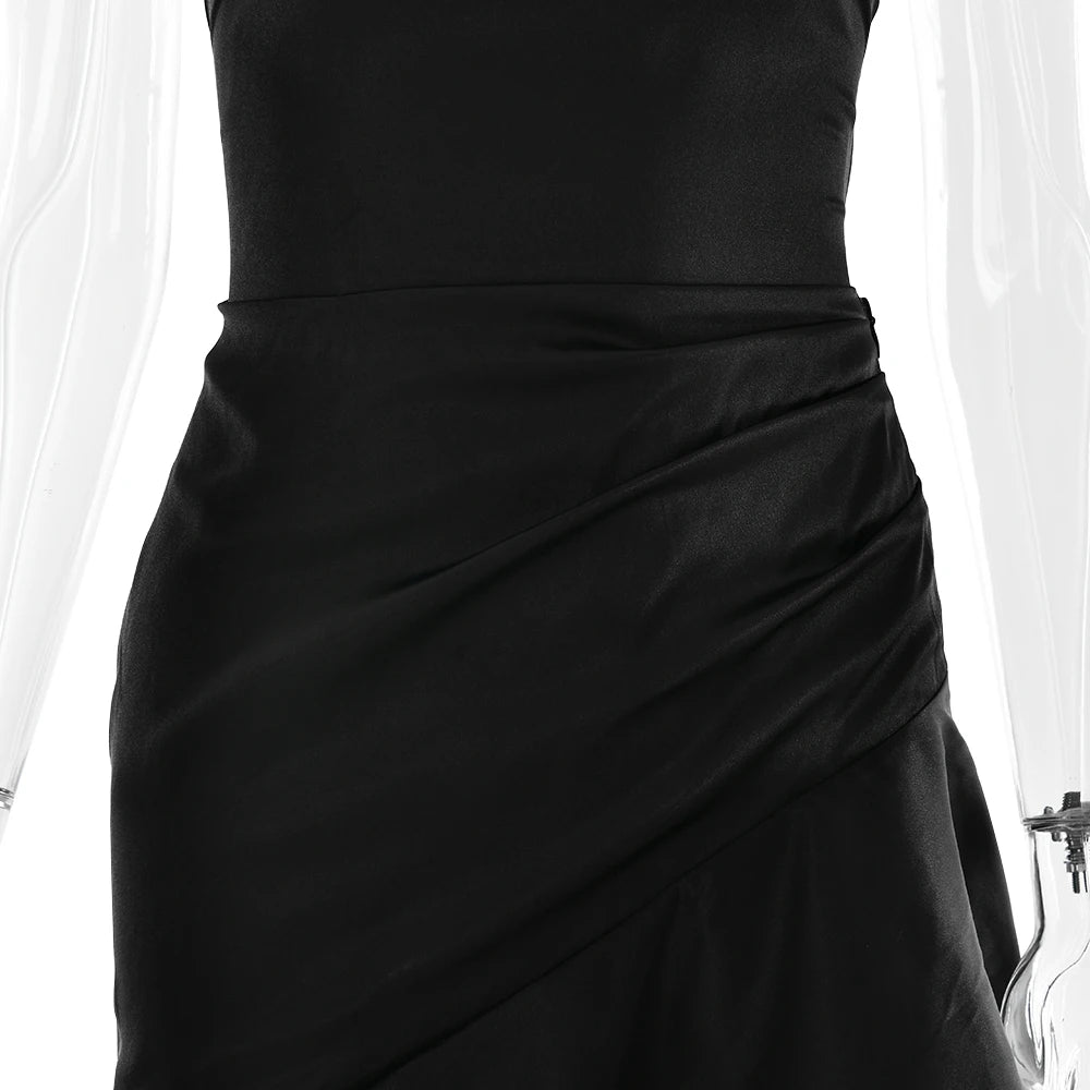Elegant Spaghetti Strap Satin Split Maxi Dress for Women – Sexy Backless Bodycon Party & Evening Dress, Perfect for Summer Holidays & Beachwear