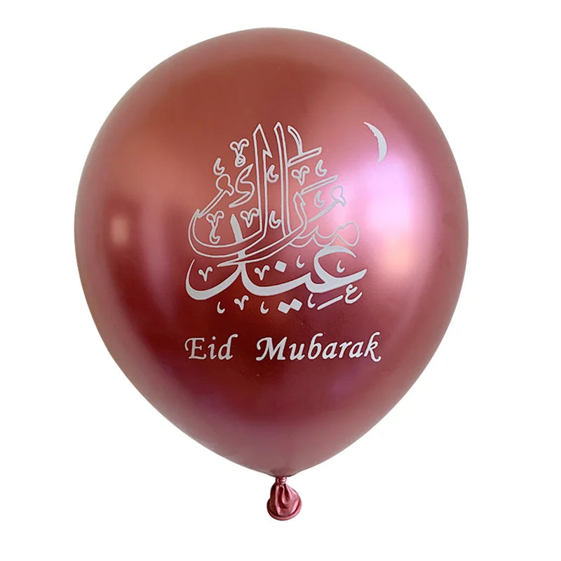 10pcs Eid Mubarak Latex Balloons Chrome Metal Gold Silver 10inch Balloon Ramadan Kareem Decoration Muslim Islamic Party Supplies