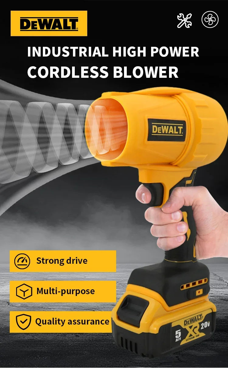 DEWALT 18V Brushless Cordless Handheld Blower – 30,000 RPM High-Speed Turbofan for Car Dust Removal & Carpentry Work