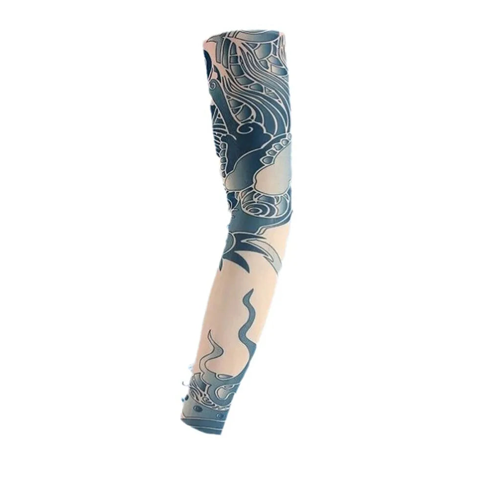 New Flower Tattoo Arm Sleeves – Seamless UV Protection Arm Warmers for Men & Women, Outdoor Riding Sunscreen