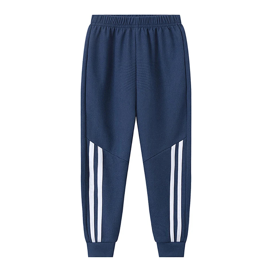 1/3-Piece Autumn & Winter Waffle Knit Sweatpants for Boys & Girls – Solid Color, Casual & Sporty