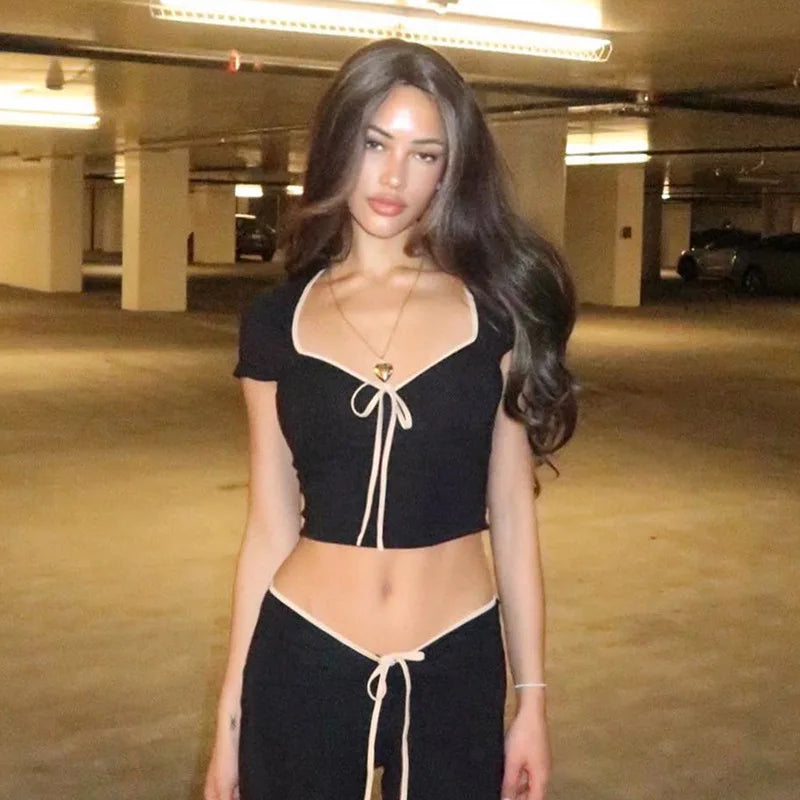 Y2K Aesthetic Summer Crop Top Streetwear Portugal Letter Print Women Short Sleeved Vintage T-shirts