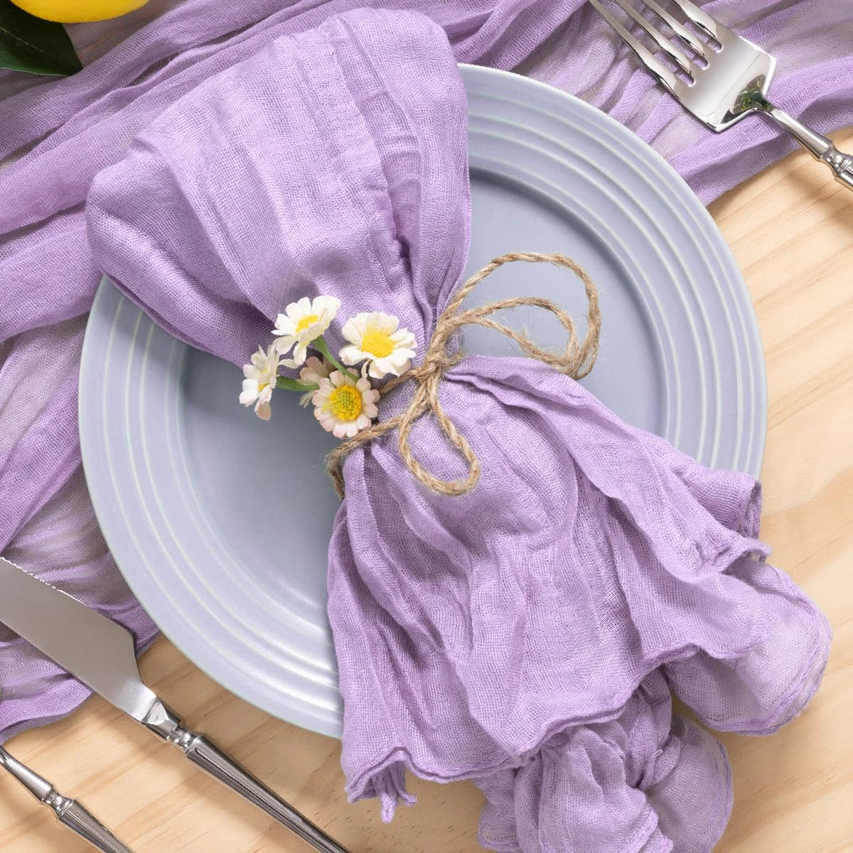 102Pcs Wholesale Cheesecloth Napkin Sage Green Gauze Napkins Party Christmas Wedding Decoration Baby Shower Dinner Retro Napkins