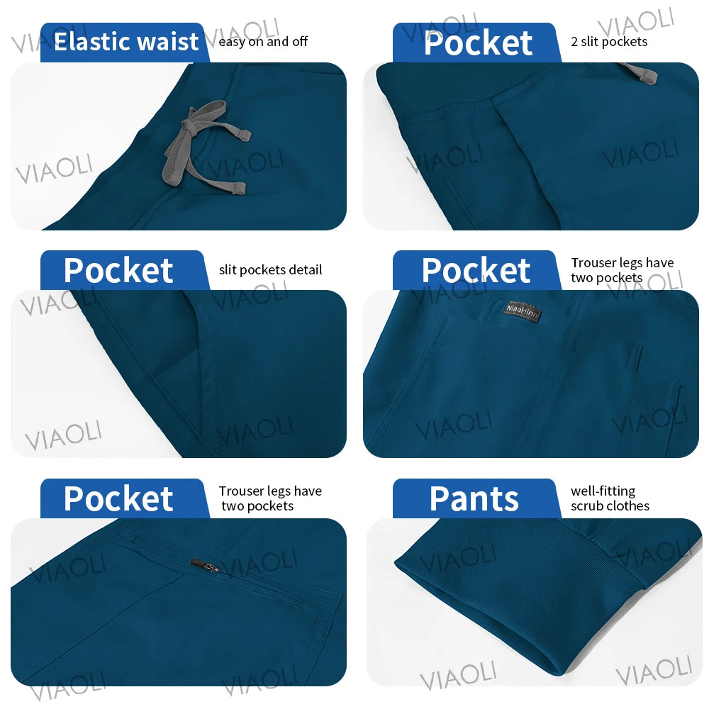 V-Neck Medical Scrub Set with Jogger Pants