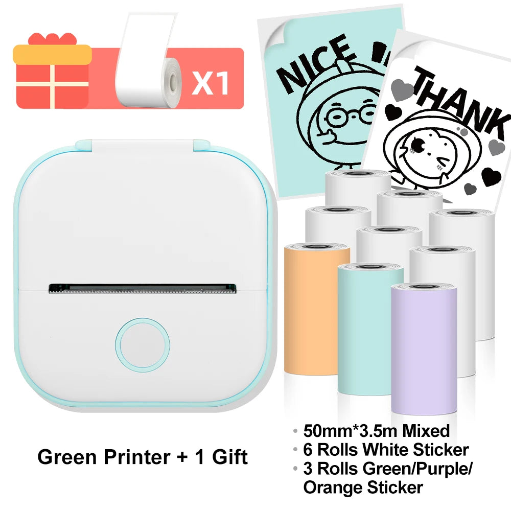 Phomemo T02 Wireless Mini Thermal Printer – Portable Bluetooth Pocket Printer, 203 DPI, Inkless Photo & Label Printing for iOS & Android – Ideal for Notes, Memos, Journals, Crafts