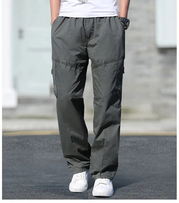 Men's Cargo Pants – Outdoor Casual Cotton Sweatpants, Lightweight and Comfortable, Multi-Pocket Work Style