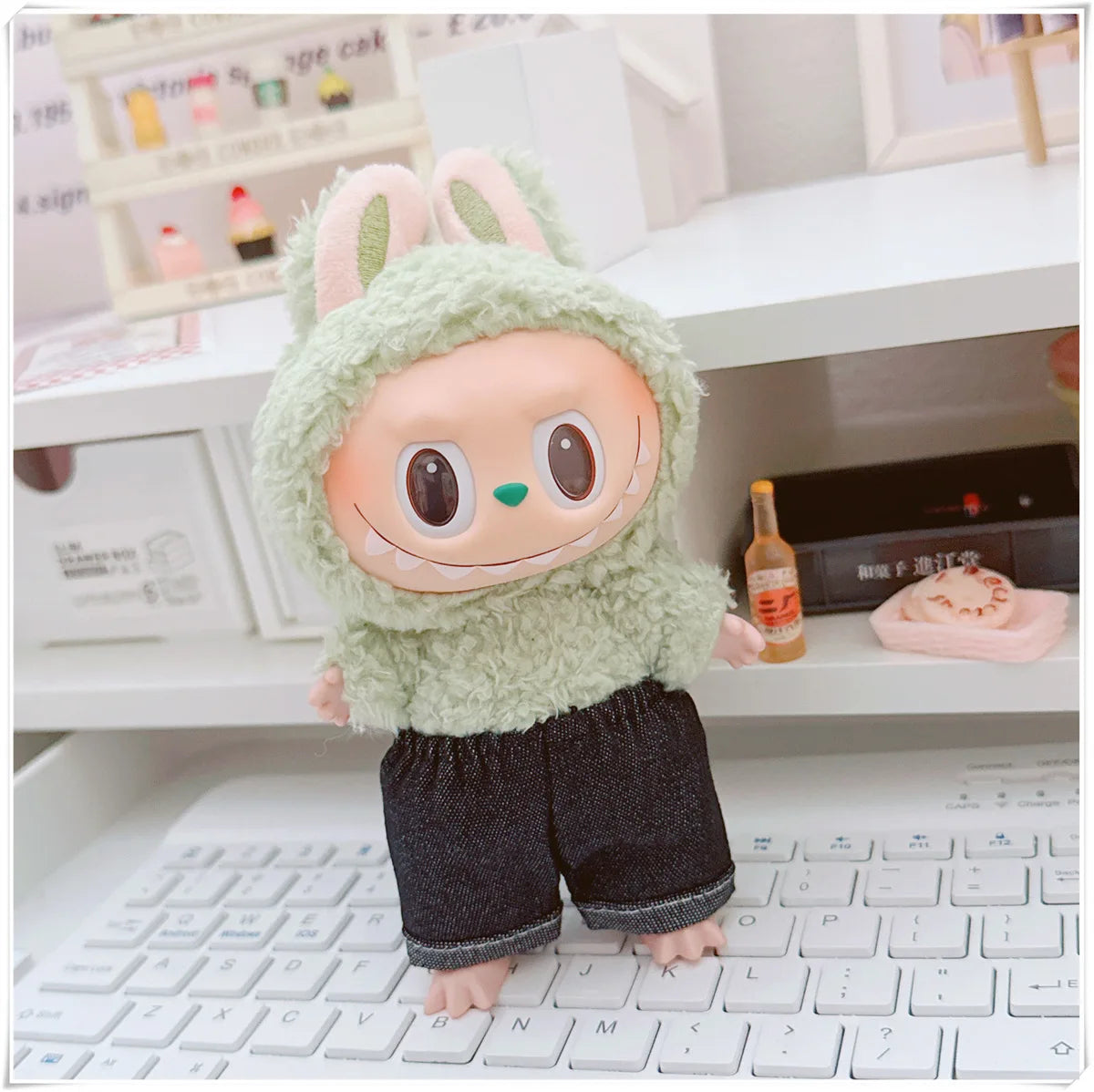 15/17cm Labubu V1/V2 Doll Clothing Set – Korean Idol Style Hoodie and Pants, Trendy DIY Accessories, Toy Gift