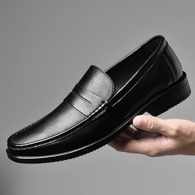 Italian Luxury Penny Men Shoes Male Business Loafers Moccasin Genuine Casual Flats Slip-On Walking Hollow Out Shoes
