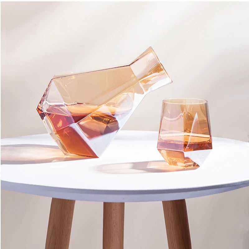 Nordic Creative Glass Diamond Hexagonal Juice Large-capacity Cold Water Bottle Drink Milk Beer Cup Dinner Plate Storage Tray