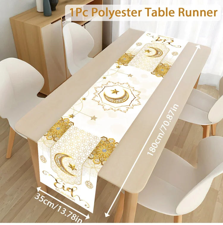 Ramadan Decoration Table Runner EID Mubarak Decor 2025 Home Tablecloth Ramadan Kareem Islamic Muslim Party Eid Al-Fitr Gifts
