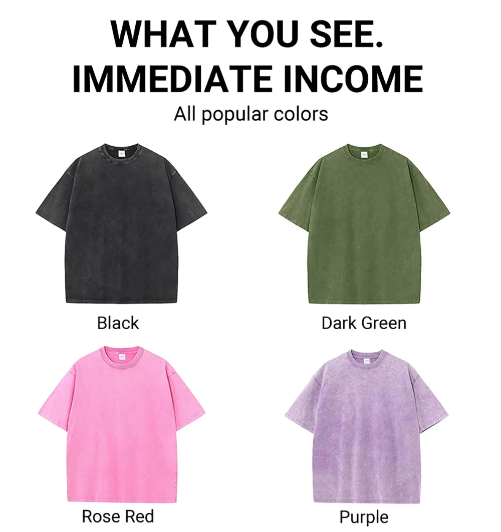 New Vintage Washed Men's T-Shirts – Streetwear Hip Hop Retro Punk Style, Harajuku Casual Cotton Short Sleeve Couple Tops for Women and Men