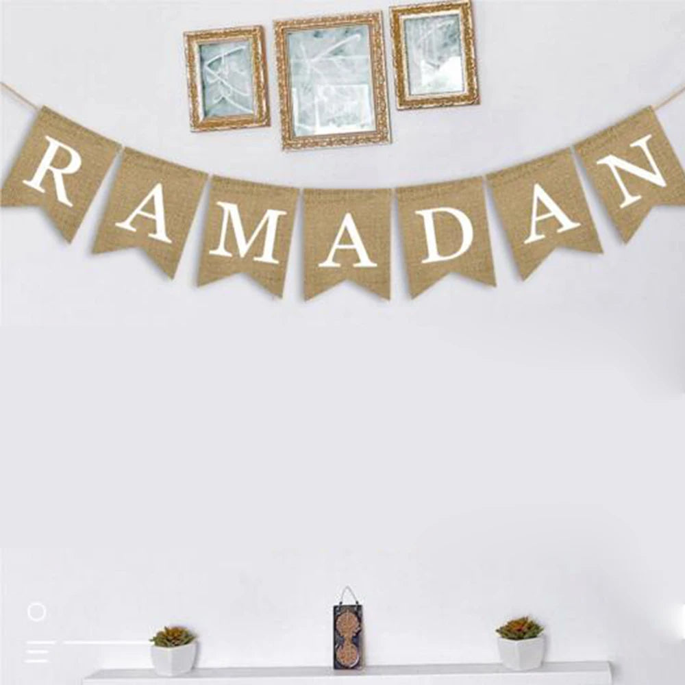 2 Pack Ramadan Kareem Banner Islamic Muslim Home Decoration 2025 Hanging Wall Party Supplies