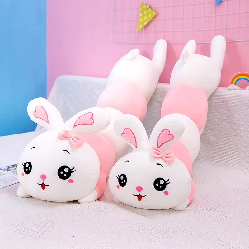 70-130cm Cute Soft Caterpillar Rabbit Plush Toys Nap Stuffed Animal Pillow Home Comfort Cushion Christmas Gift Doll Kids