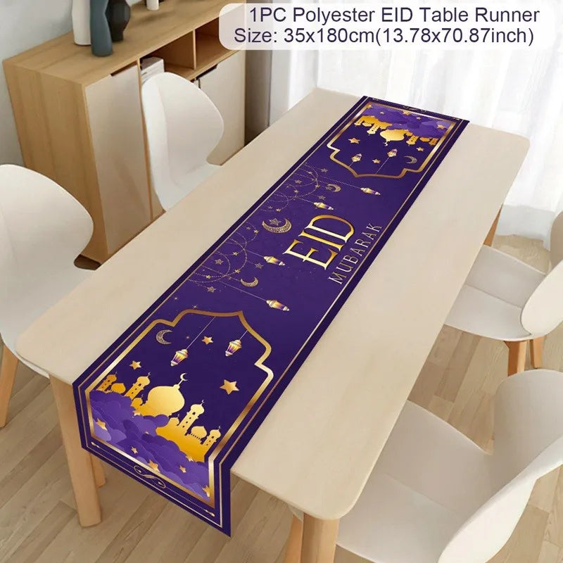 Ramadan Decoration Table Runner EID Mubarak Decor 2025 Home Tablecloth Ramadan Kareem Islamic Muslim Party Eid Al-Fitr Gifts