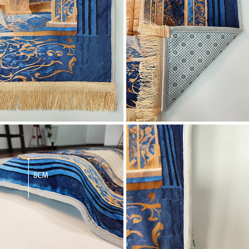Islamic Prayer Rug 70×110cm Muslim Prayer Mat with Vintage Pattern and Tassels