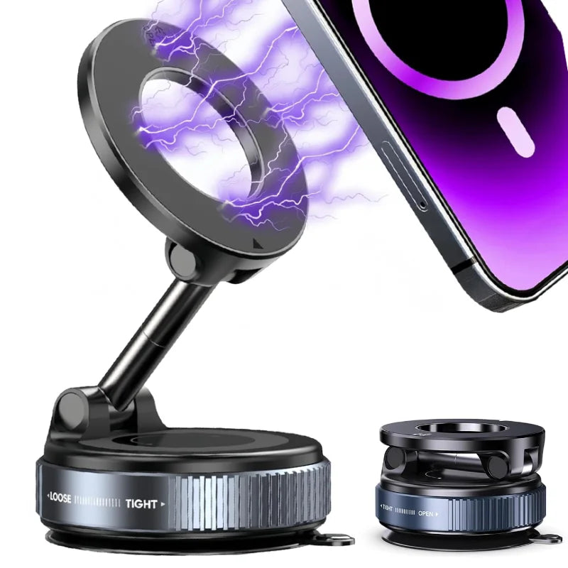 Magnetic Car Phone Holder – Foldable Dashboard Mount with Strong Suction, 360° Rotation for Smartphones