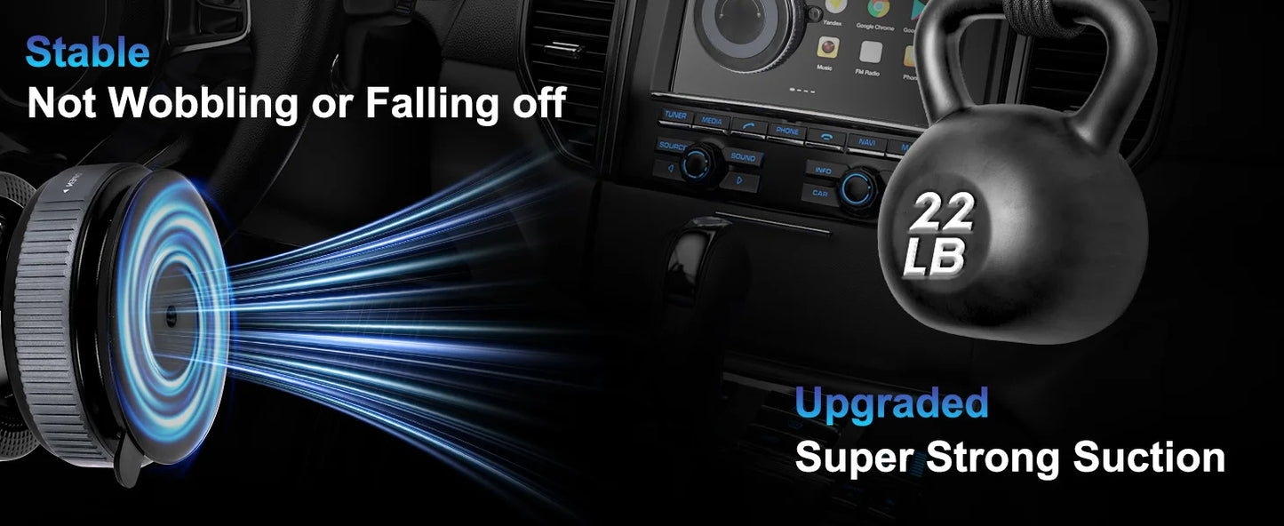 Magnetic Car Phone Holder – Foldable Dashboard Mount with Strong Suction, 360° Rotation for Smartphones