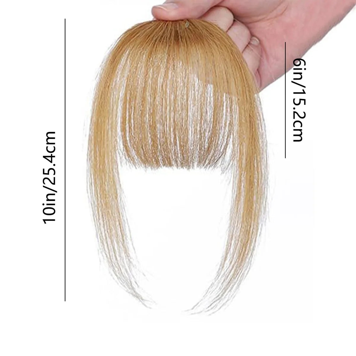 Human Hair Wispy Clip-In French Bangs with Temples, Curved Fringe Hairpiece for Quick Style Change