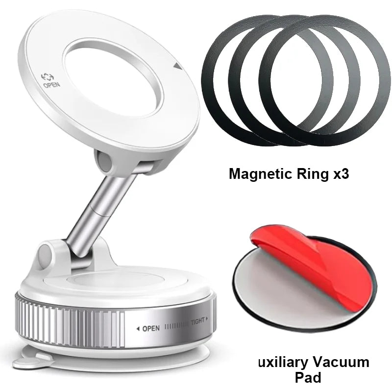 Magnetic Car Phone Holder – Foldable Dashboard Mount with Strong Suction, 360° Rotation for Smartphones
