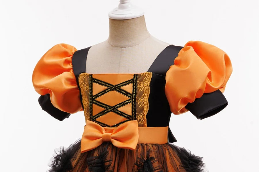 Girls' Halloween Puff Sleeve Costume Dress