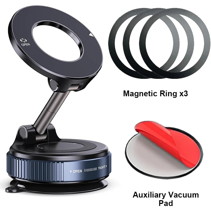 Magnetic Car Phone Holder – Foldable Dashboard Mount with Strong Suction, 360° Rotation for Smartphones