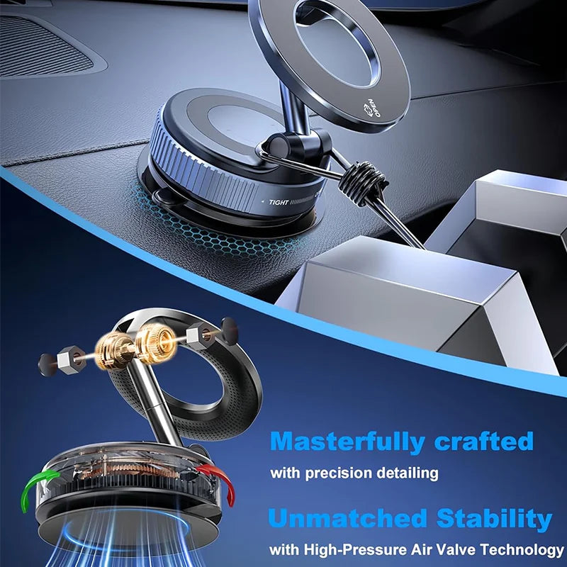 Magnetic Car Phone Holder – Foldable Dashboard Mount with Strong Suction, 360° Rotation for Smartphones
