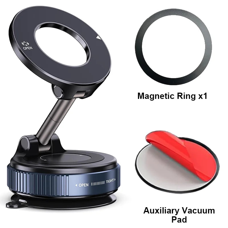 Magnetic Car Phone Holder – Foldable Dashboard Mount with Strong Suction, 360° Rotation for Smartphones