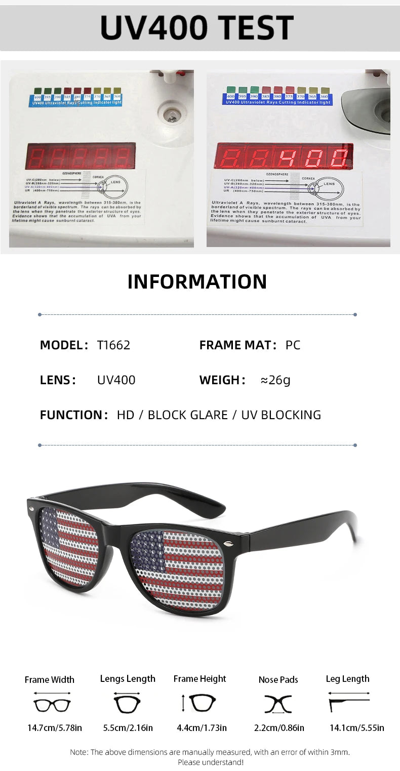 8PCS HD Vision Flag Sunglasses – Football Fan Sports Party Eyewear