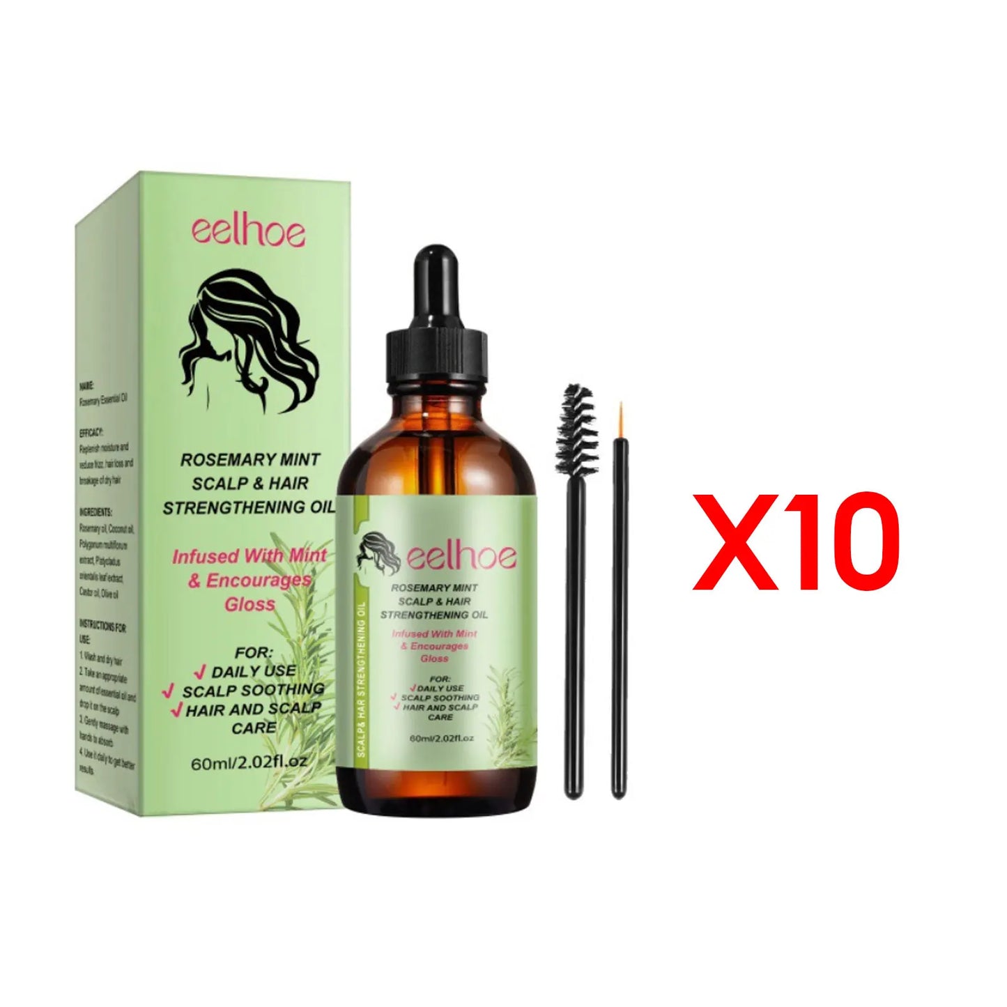 Rosemary Hair Growth Oil with Brush – Nourishing Hair Care for Strong Roots, Healthy Scalp, and Dense Hair