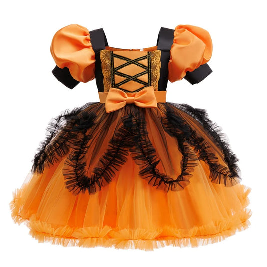 Girls' Halloween Puff Sleeve Costume Dress