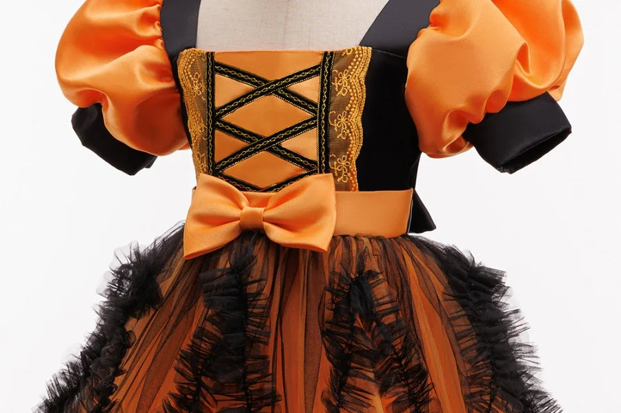 Girls' Halloween Puff Sleeve Costume Dress