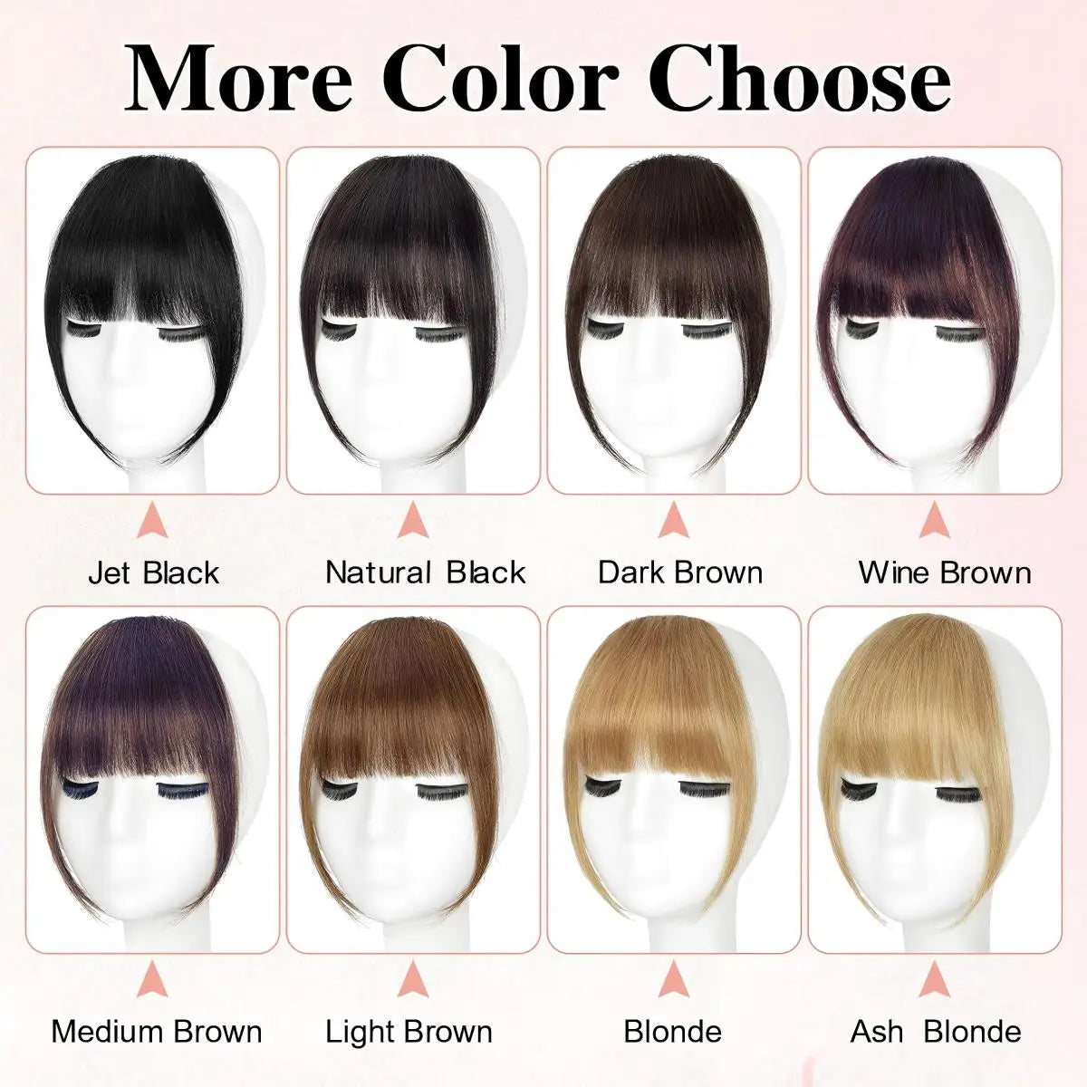 Human Hair Wispy Clip-In French Bangs with Temples, Curved Fringe Hairpiece for Quick Style Change
