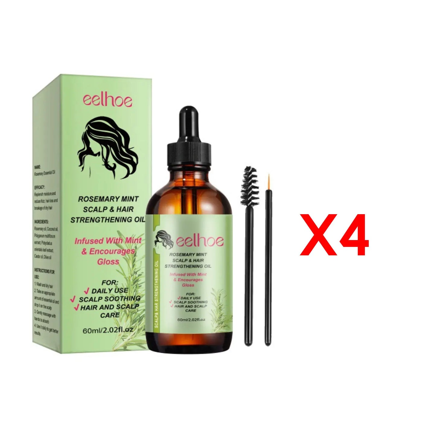 Rosemary Hair Growth Oil with Brush – Nourishing Hair Care for Strong Roots, Healthy Scalp, and Dense Hair