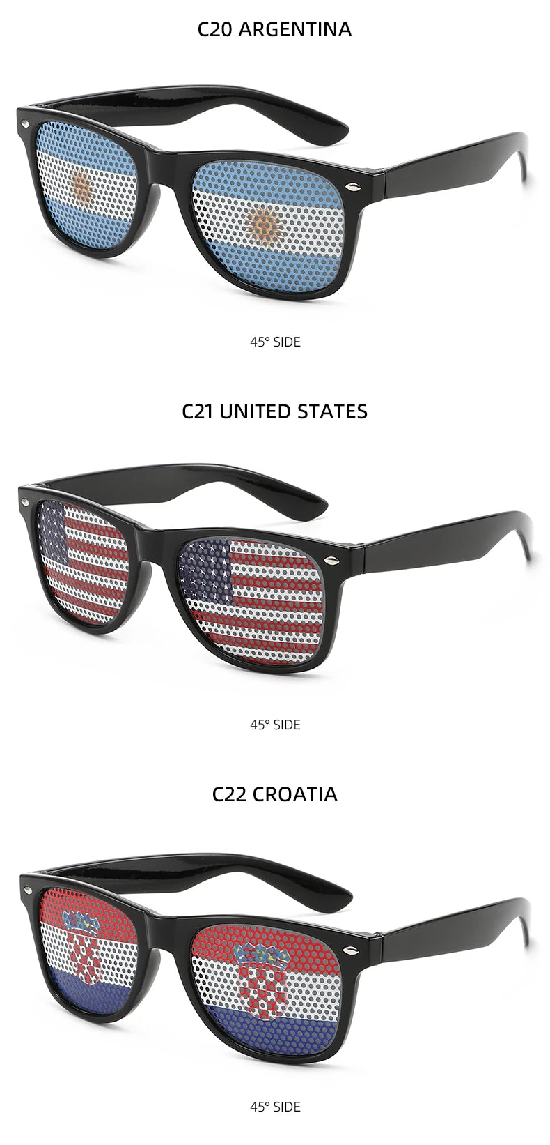 8PCS HD Vision Flag Sunglasses – Football Fan Sports Party Eyewear
