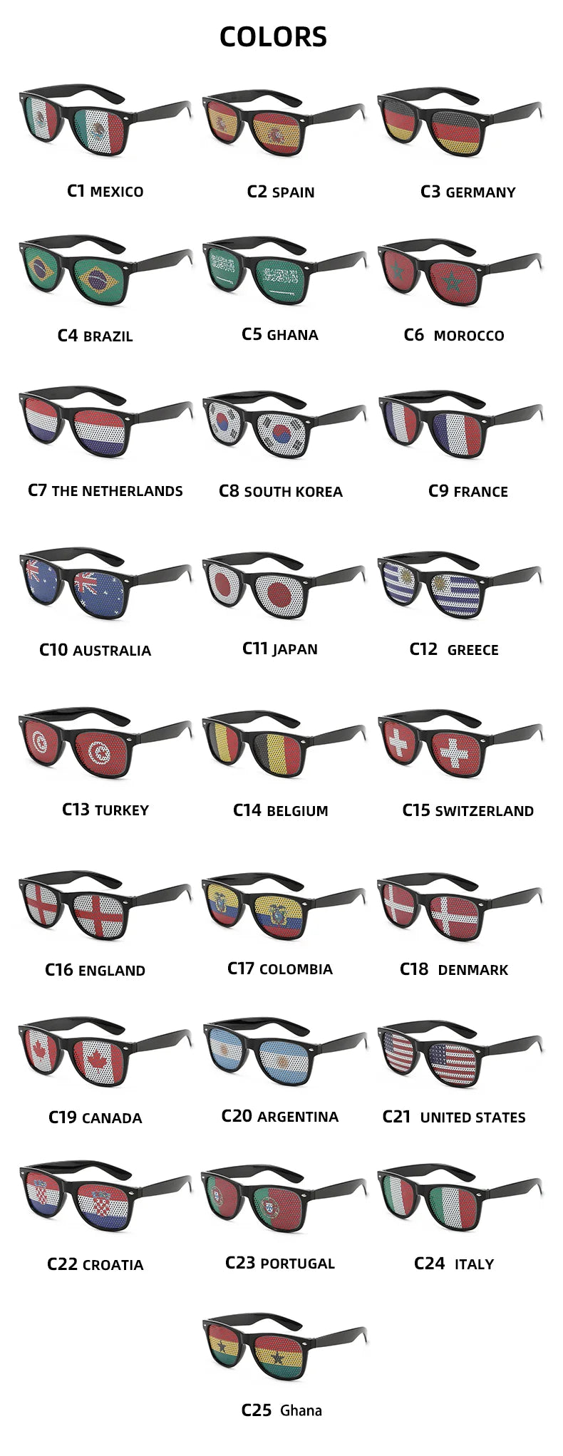 8PCS HD Vision Flag Sunglasses – Football Fan Sports Party Eyewear