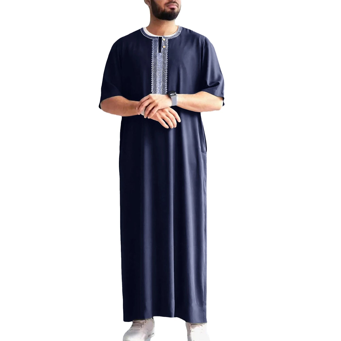 2025 Embroidered Traditional Men boubou jalabiyas jubbah Muslim men's thobe Morocco thobes islamic clothing Ramadan robe