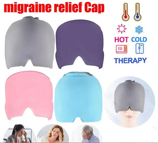 Migraine Relief Cap – Gel Ice Head Wrap with Cold Compress Therapy & Eye Mask