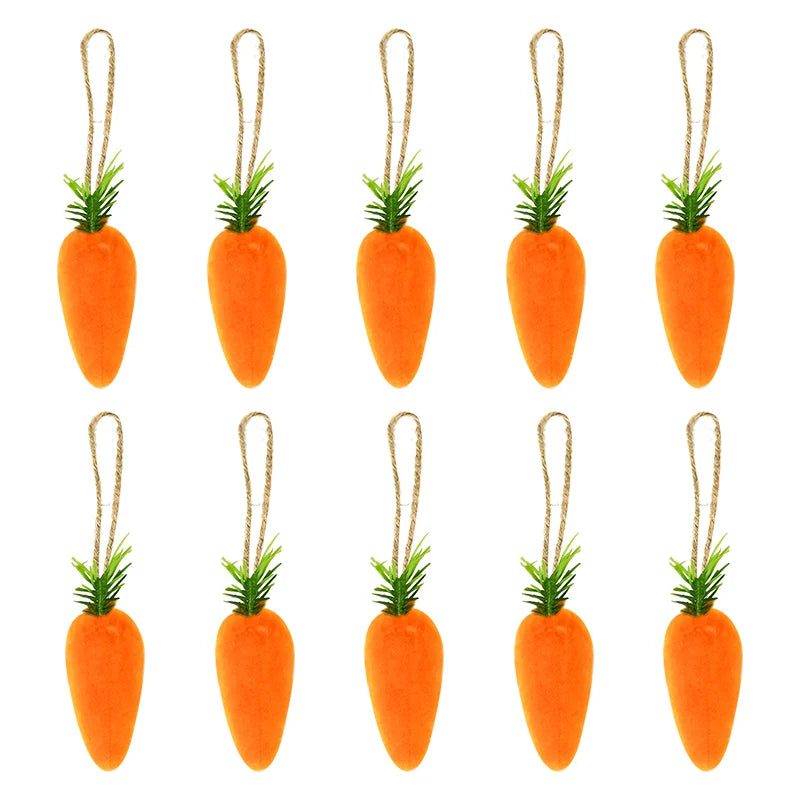 10pcs Easter Carrots Ornament Decorations For Home DIY Foam Carrot Hanging Pendant Spring Easter Party Supplies Kids Toys Gift