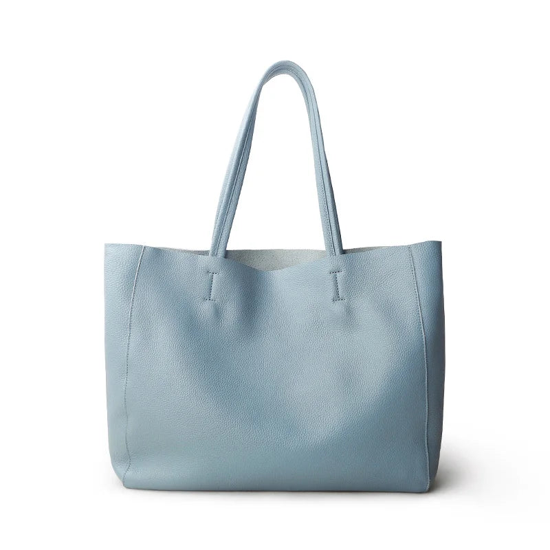 Women’s Casual Leather Tote Bag – Large Soft Cowhide Shoulder Purse for Shopping & Travel