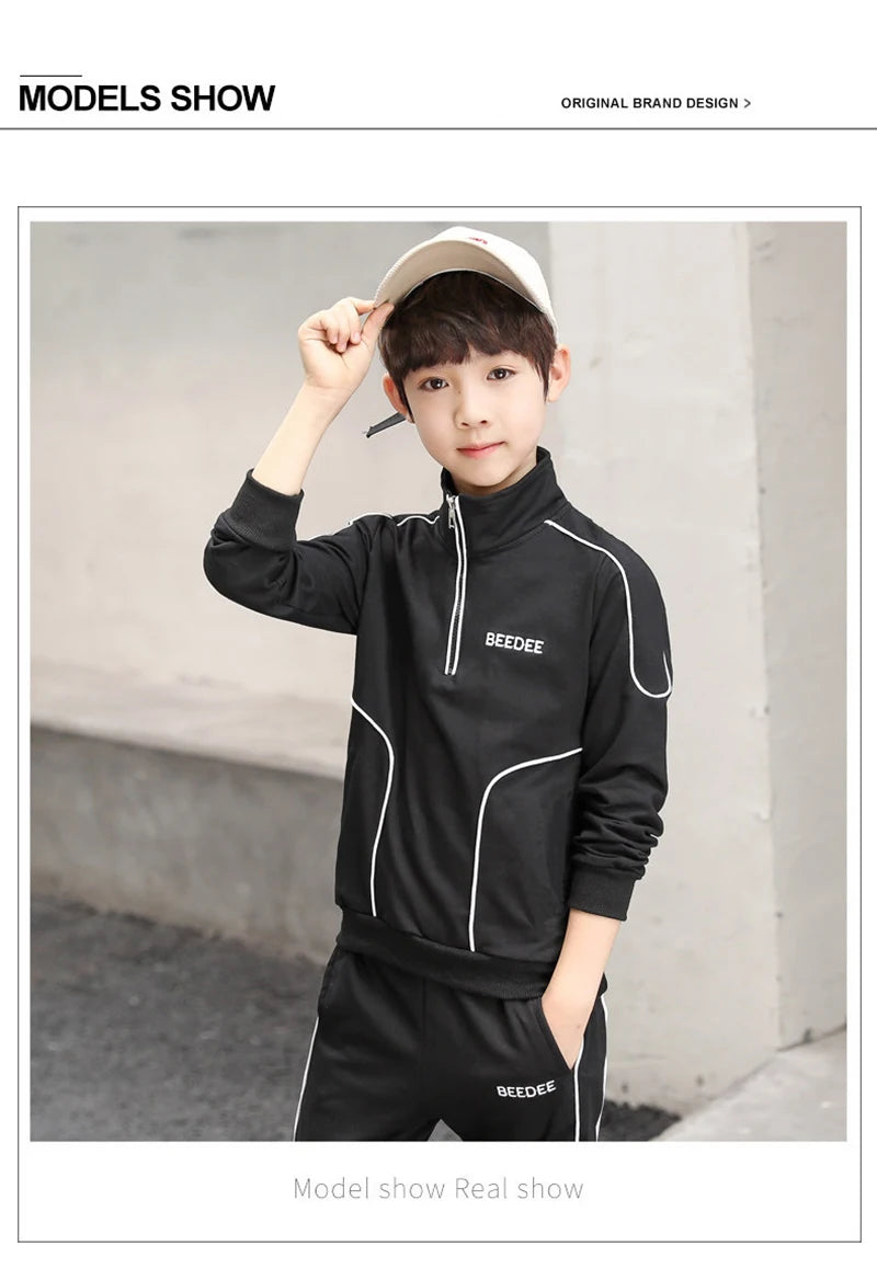 Spring Autumn Teenager Boys Clothing Sets Child Fashion Letter Sweatshirt + Pants 2Pcs Kids Tracksuit 4 5 6 7 8 9 10 11 12 Years