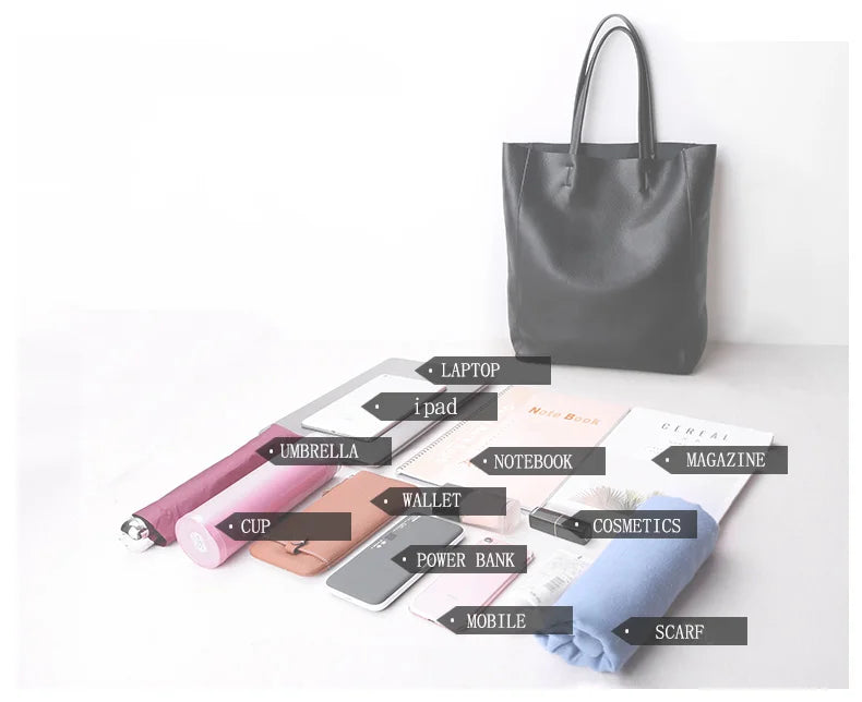 Women’s Casual Leather Tote Bag – Large Soft Cowhide Shoulder Purse for Shopping & Travel