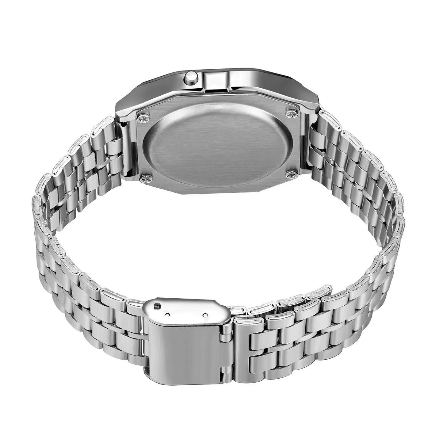 Vintage LED Digital Watch with Steel Strap – Unisex Electronic Sports Wristwatch, Valentine’s Day Gift