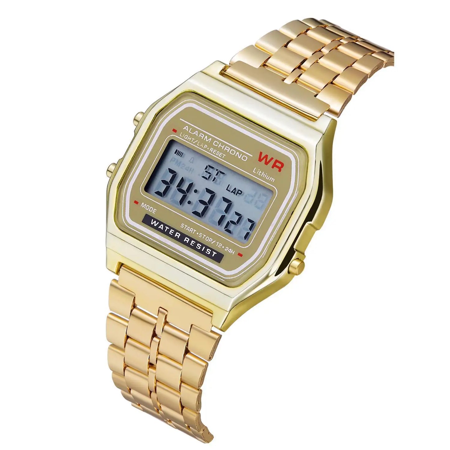 Vintage LED Digital Watch with Steel Strap – Unisex Electronic Sports Wristwatch, Valentine’s Day Gift