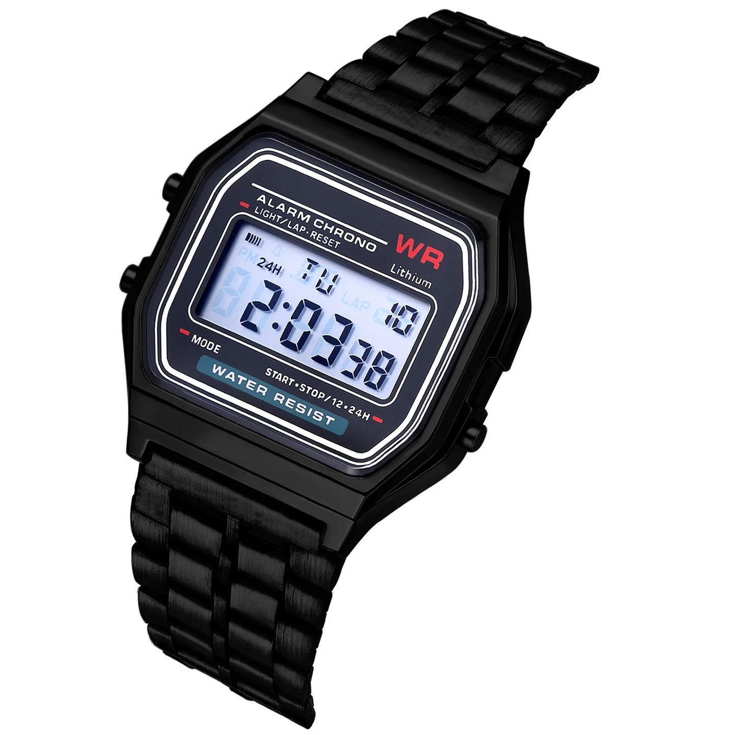 Vintage LED Digital Watch with Steel Strap – Unisex Electronic Sports Wristwatch, Valentine’s Day Gift