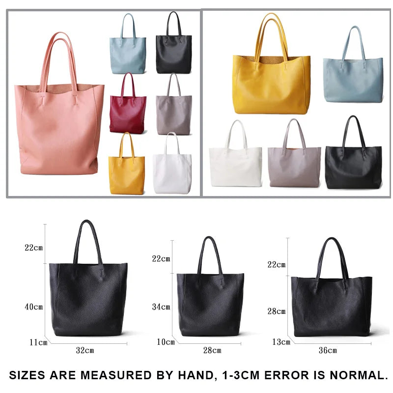 Women’s Casual Leather Tote Bag – Large Soft Cowhide Shoulder Purse for Shopping & Travel