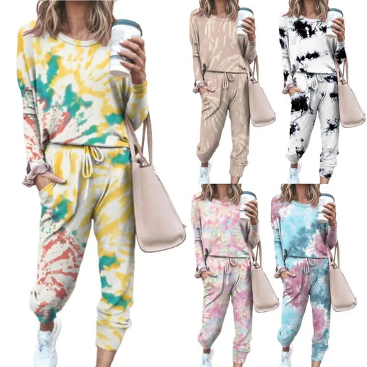 Women Suit Long Sleeve Round Neck 2PCS Tops Pant Sets Fashion Tracksuit Women Sets