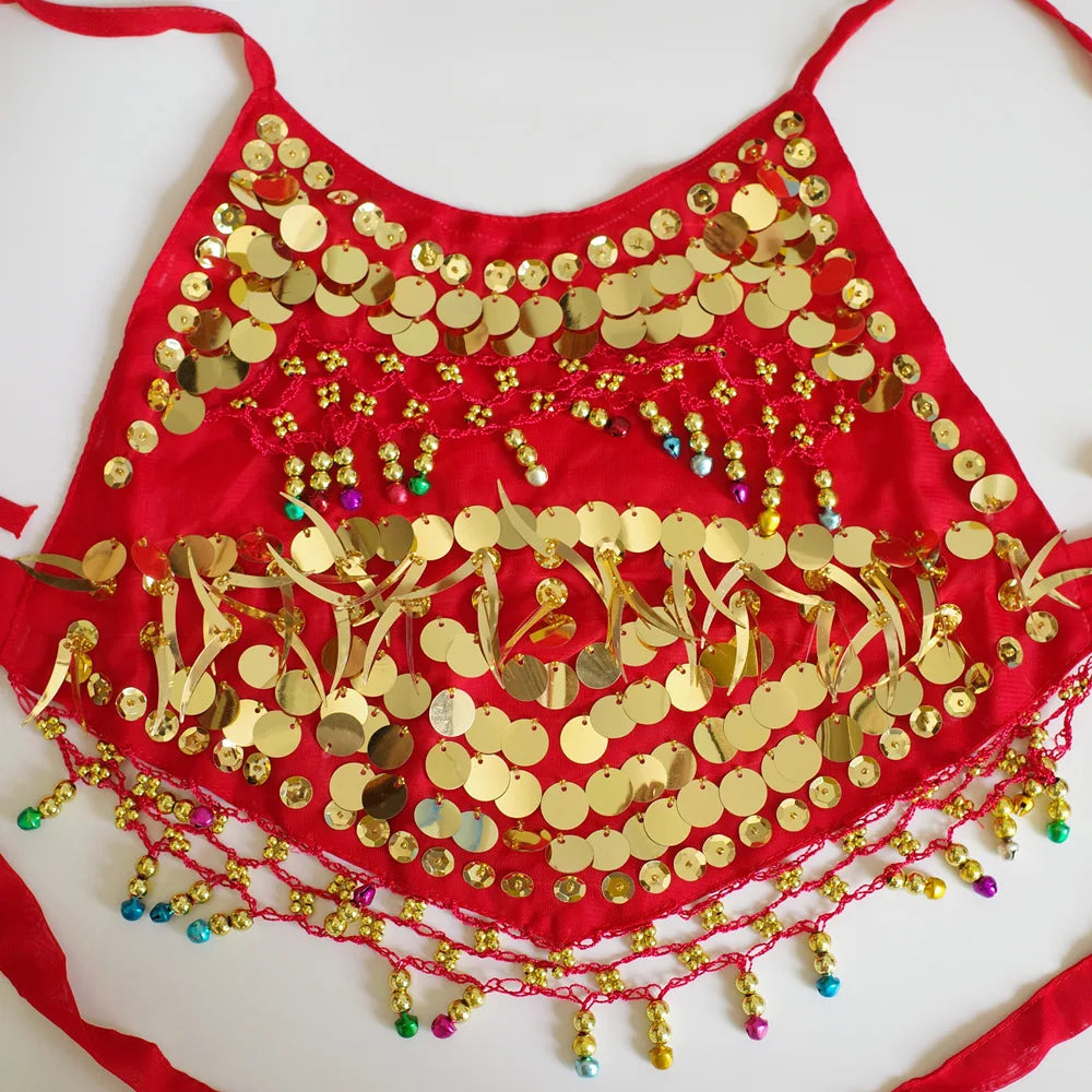 Kids Belly Dance Costume for Girls – Belly Dancer Outfit Set with Belt, Pants, Veil & Accessories (2–8PCS)