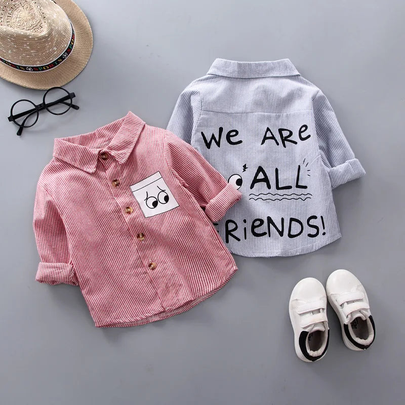 DIIMUU Spring and Autumn Kids' Cotton Shirt for Boys and Toddler Girls – Children’s Blouse for Infants and Kids (1-5 Years)