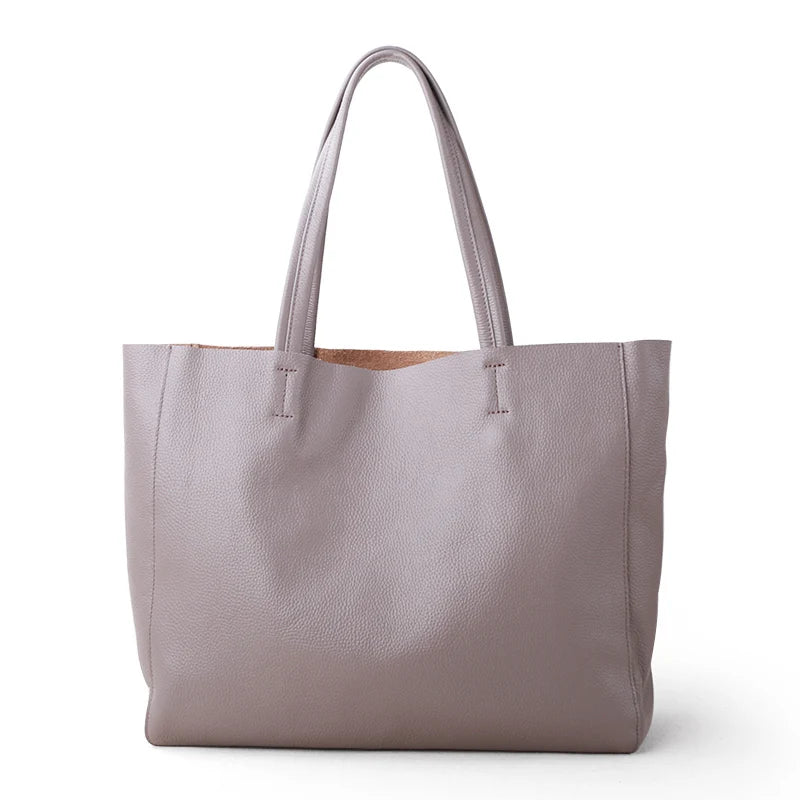 Women’s Casual Leather Tote Bag – Large Soft Cowhide Shoulder Purse for Shopping & Travel