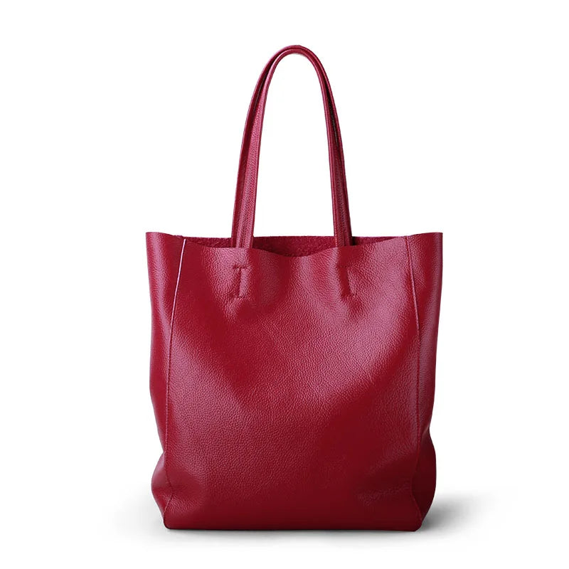 Women’s Casual Leather Tote Bag – Large Soft Cowhide Shoulder Purse for Shopping & Travel